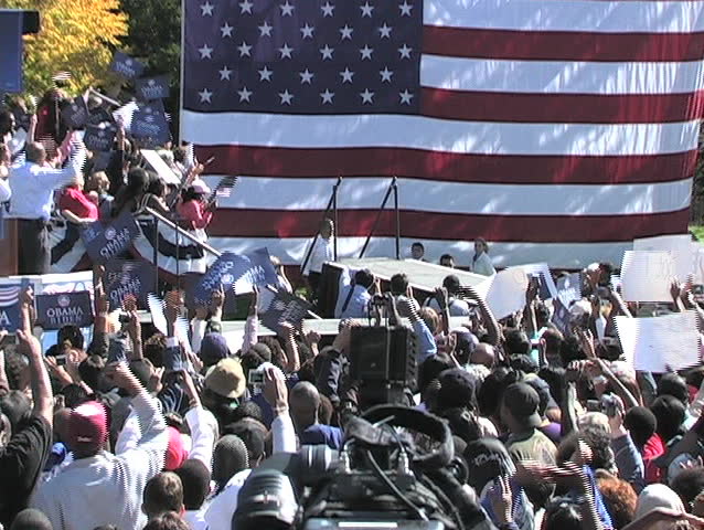 PHILADELPHIA - Oct. 11: Sen. Barack Obama makes his entrance at a campaign rally Oct. 11, 2008 in Philadelphia, PA.