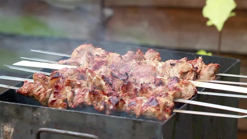 Shashlik grill over coals