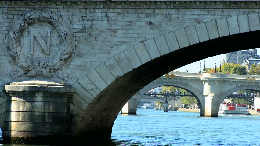 Bridge over the River Seine in Paris from sightseeing cruise 