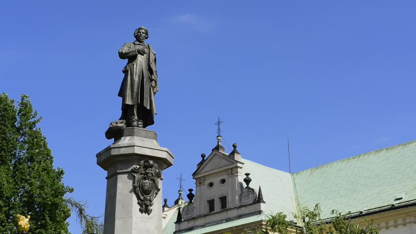 Monument of Adam Mickiewicz, the most famous Polish poet, Warsaw, Poland