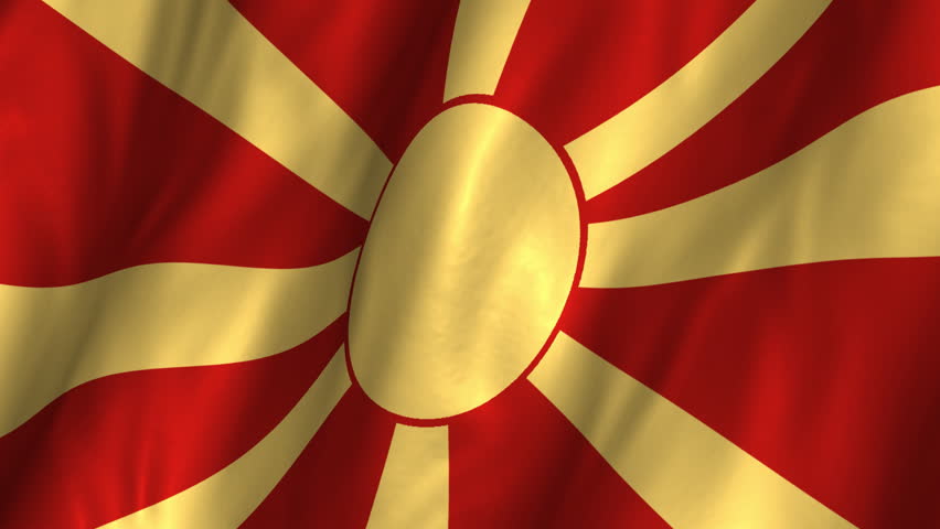 A beautiful satin finish looping flag animation of Macedonia.    A fully digital rendering using the official flag design in a waving, full frame composition.  The animation loops at 10 seconds.  
