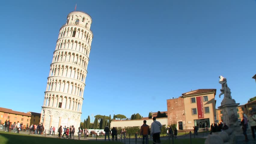 PISA, ITALY-CIRCA 2011-Wide shot of the famous Leaning Tower of Pisa.