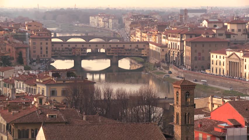 FLORENCE, ITALY-CIRCA 2011-The Ponte Vecchio and skyline of Florence, Italy.