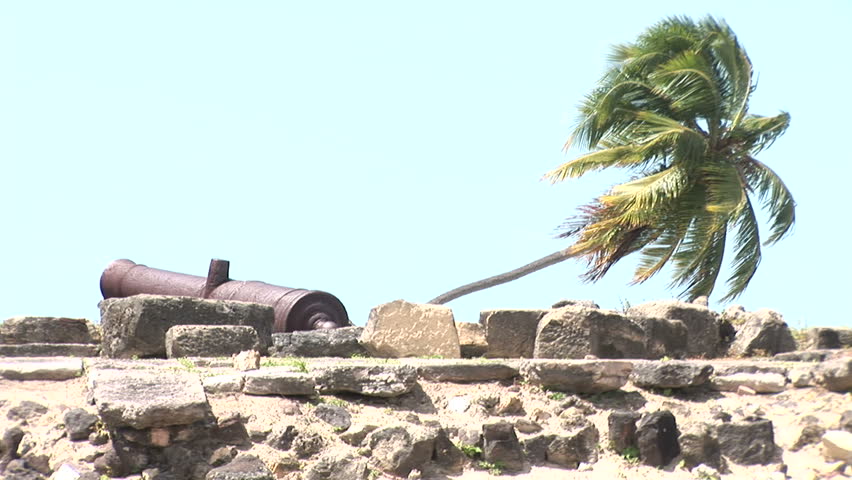 Close up of a cannon at a fortress in Recife, Brazil