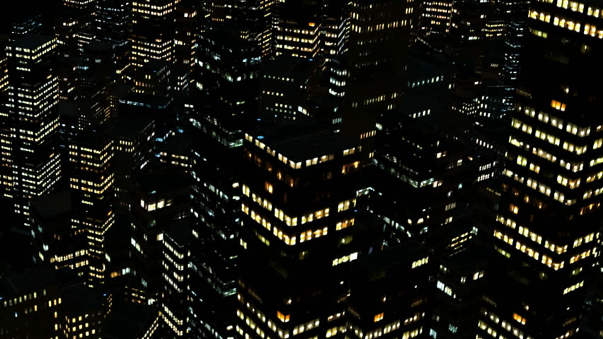1080p night city aerial