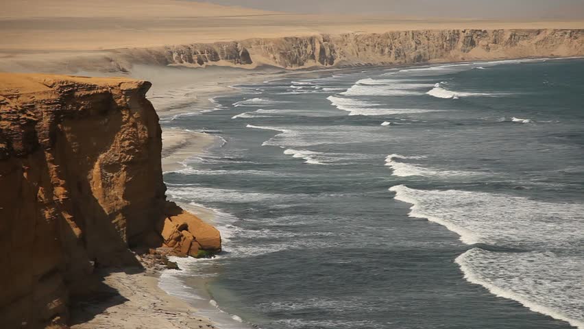 video footage of the coast in the Paracas National Parc in Peru, South America
