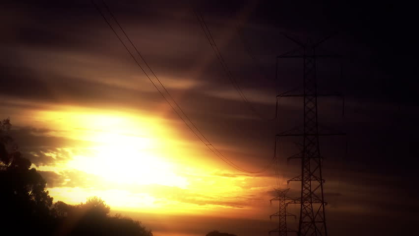 Timelapse - Powerlines susnset