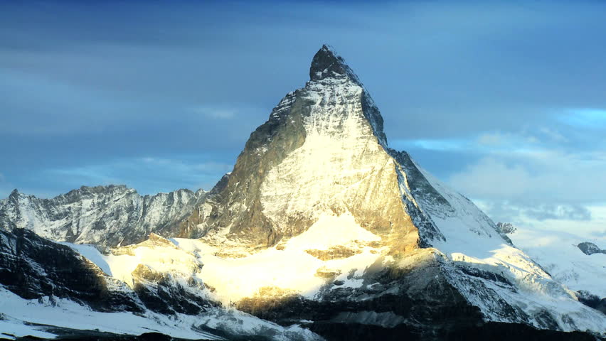 Morning sun hitting the side of the Matterhorn,Switzerland