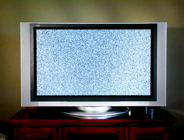 TV with snow on the screen with a matte DV NTSC video