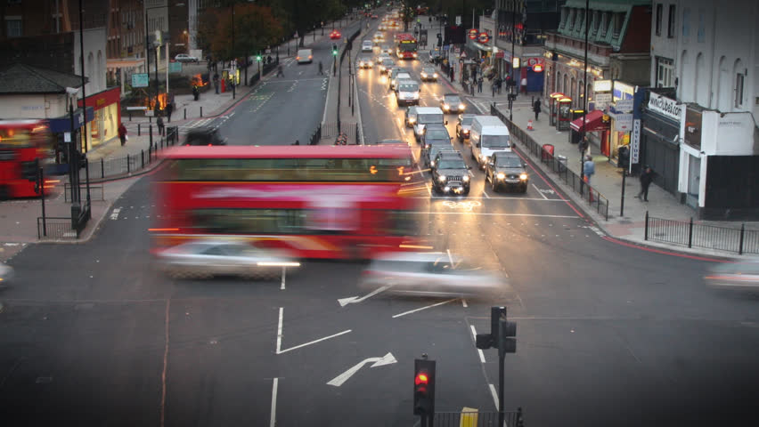 HD timelapse of london intersection during morning rush hour. All faces, logos & number plates have been obscured. PAL/NTSC versions are anamorphic.