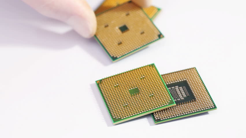 Some computer processor (CPU) over white background	