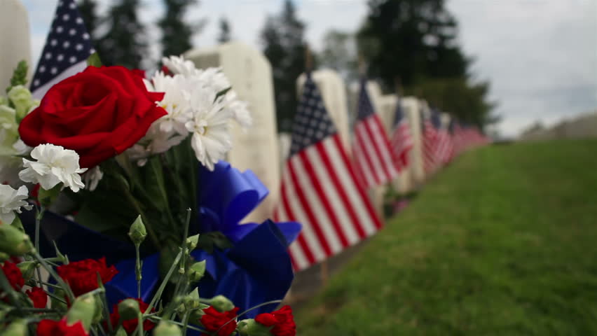 Crane/Dolly Shot Rising Military Cemetery
