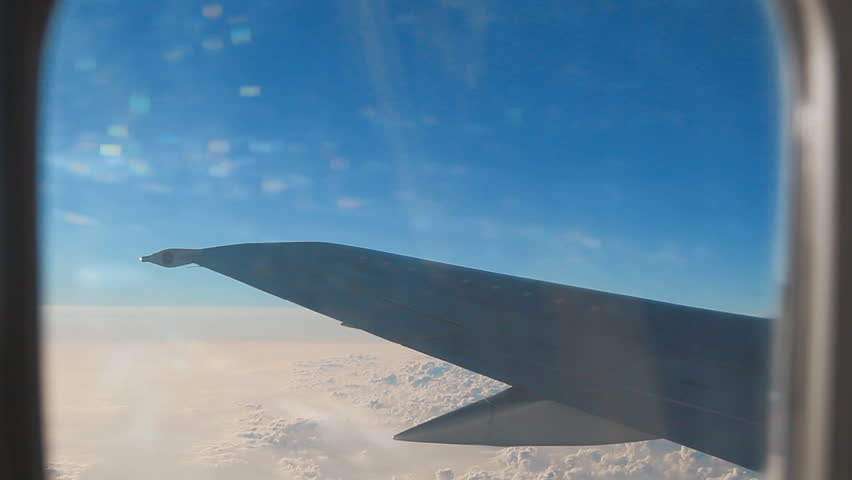looking out airplane window