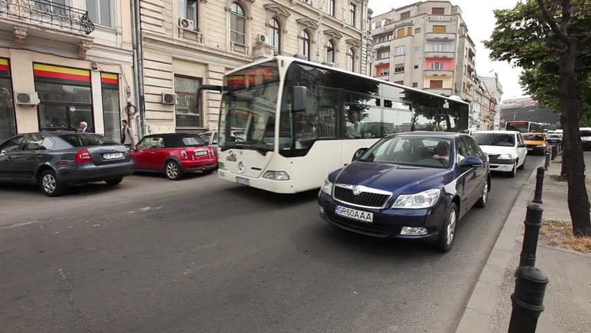 BUCHAREST, ROMANIA - AUGUST 16: Traffic goes heavier and slower to crawl at rush time  August 16, 2012, Bucharest, Romania
