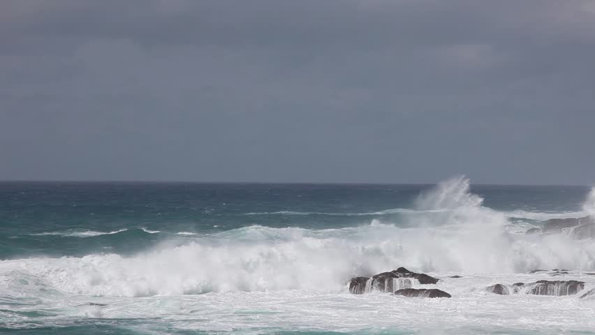 Huge waves lapping