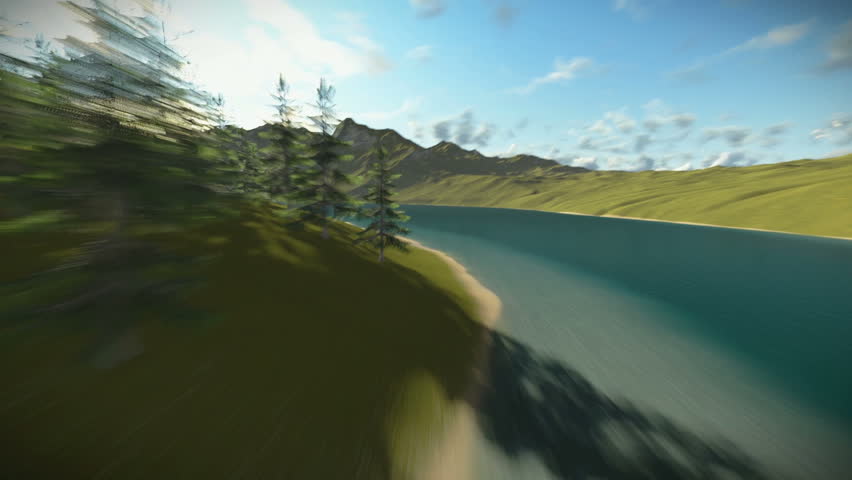 Flying over a river at high speed