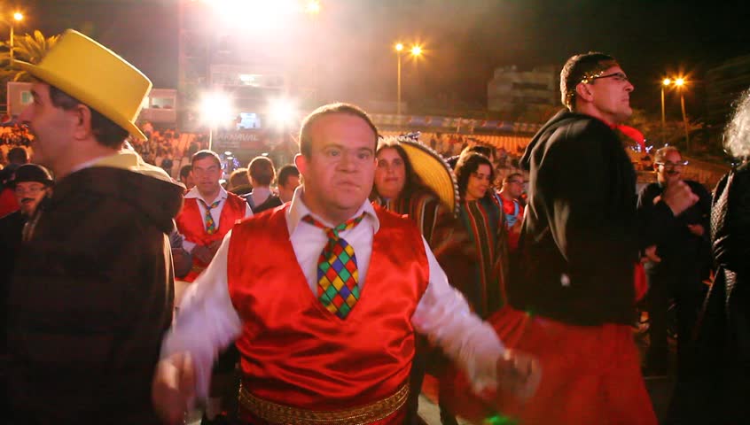 LAS PALMAS, SPAIN - FEBRUARY 13: People with disabilities from Canary Islands, dance and play during Social Integration Gala on February 13, 2012 in Las Palmas de Gran Canaria, Spain. 