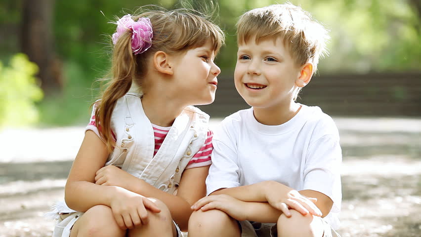 Two child funning in park, outdoors