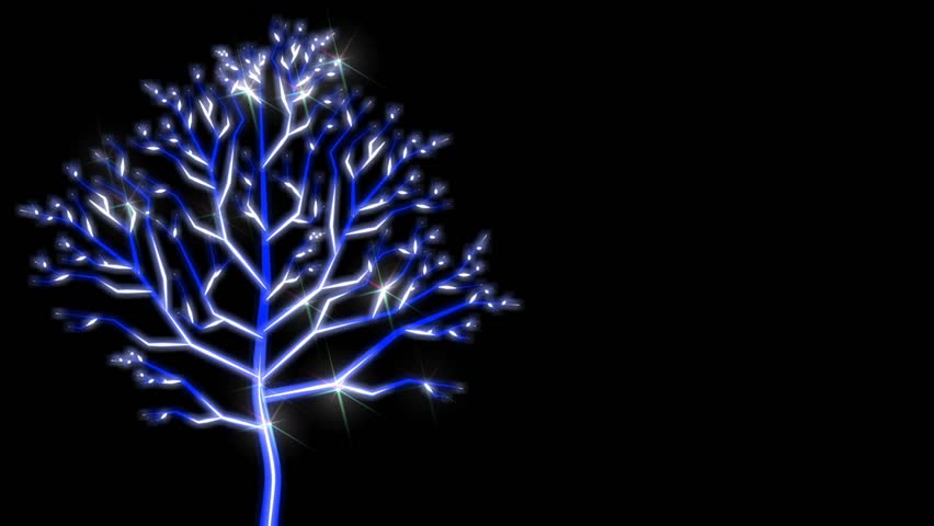 Growing up tree animated in x-ray with white mask channel