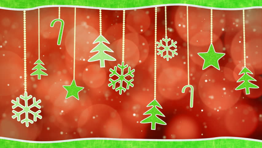 christmas hanging decorations loopable red green background