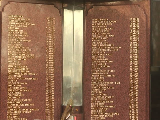 zoom out of Hillsborough Memorial, 16:9 anamorphic widescreen
