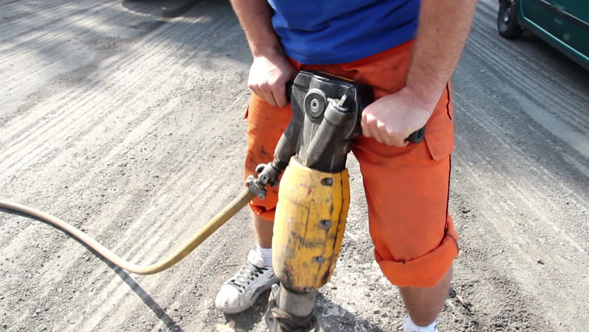 Man Using a Jackhammer - MONTAGE.
