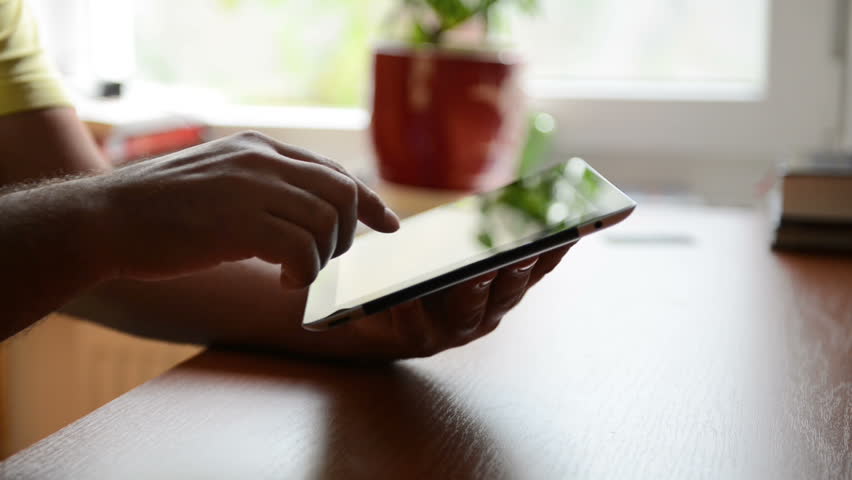 Man working on a tablet PC