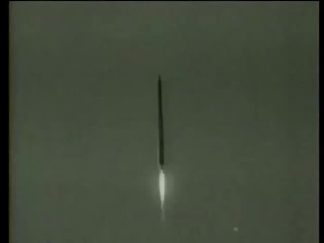 Satellite "Moon" with a missile goes up after launching project Vanguard at Cape Canaveral in Florida circa 1958-MGM PICTURES, UNIVERSAL-INTERNATIONAL NEWSREEL, USA, filmed in 1958