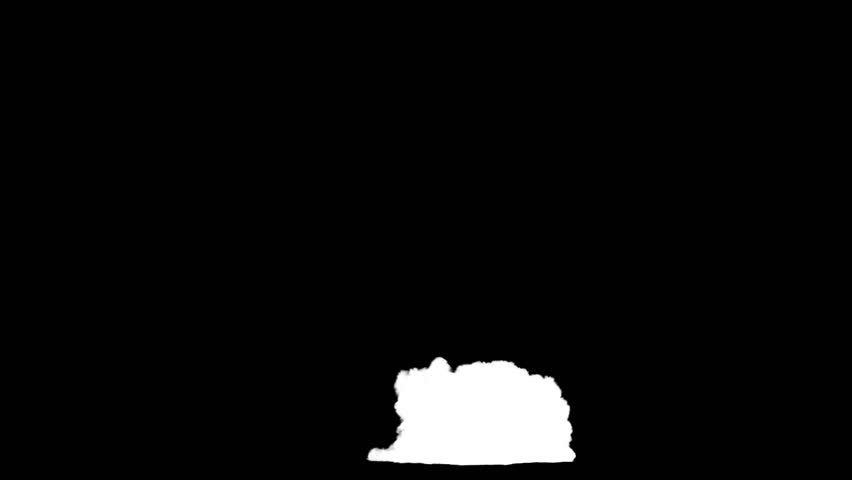 Explosion mushroom blast VFX element with perfect alpha channel matte.  Created using proprietary CG fluid dynamics methods.