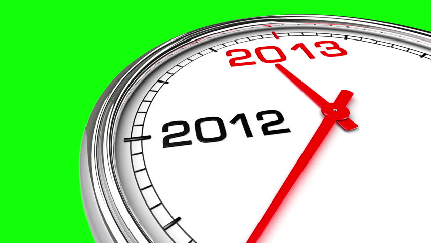 New Year 2013 Clock (Green Screen). Clock countdown from year 2012 to 2013.
