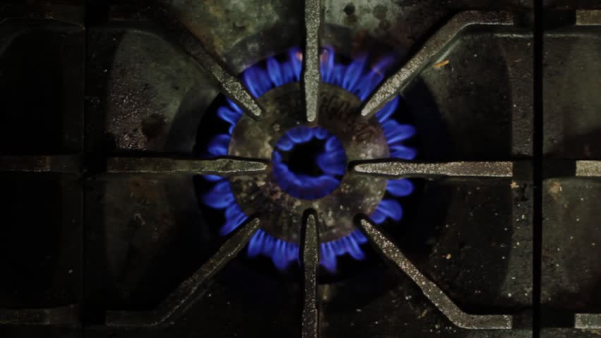 Commercial Kitchen Burner turns on.
