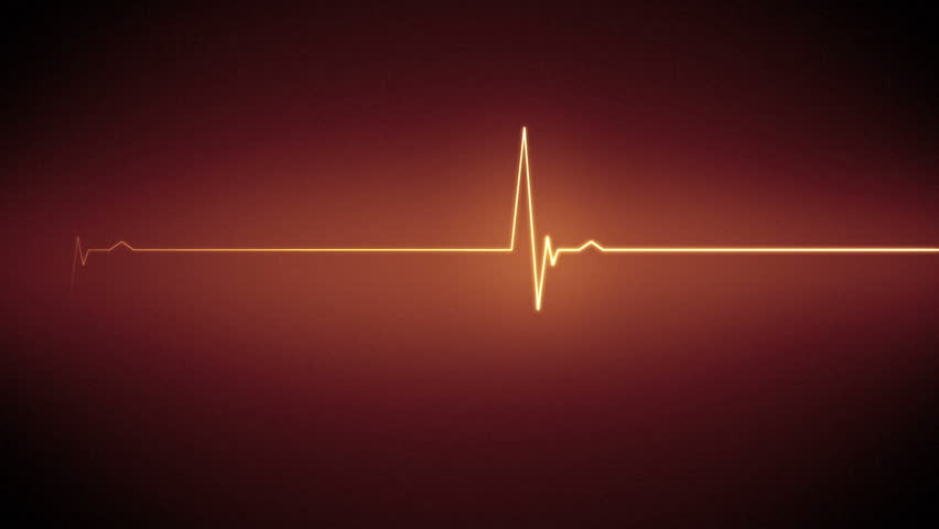 Orange ECG heart monitor line on black background