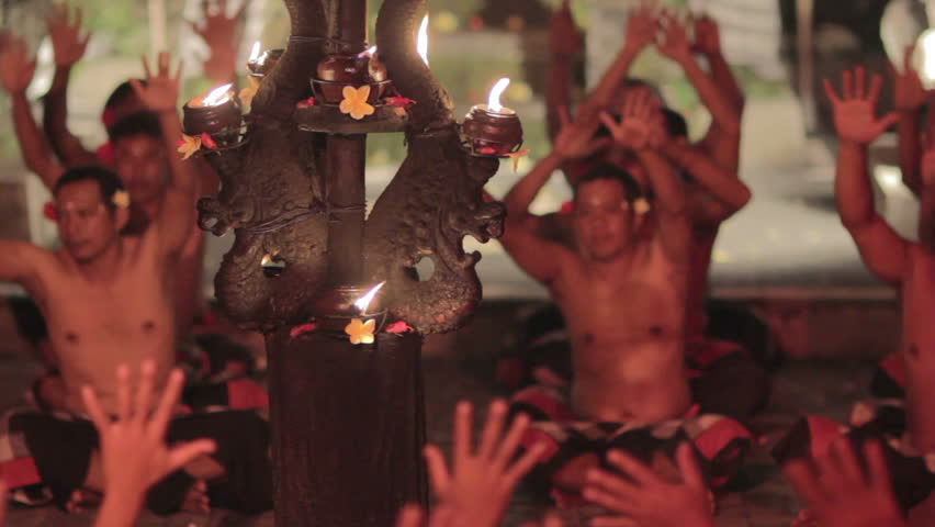 BALI - MAY 2012: kecak dance performance with various people