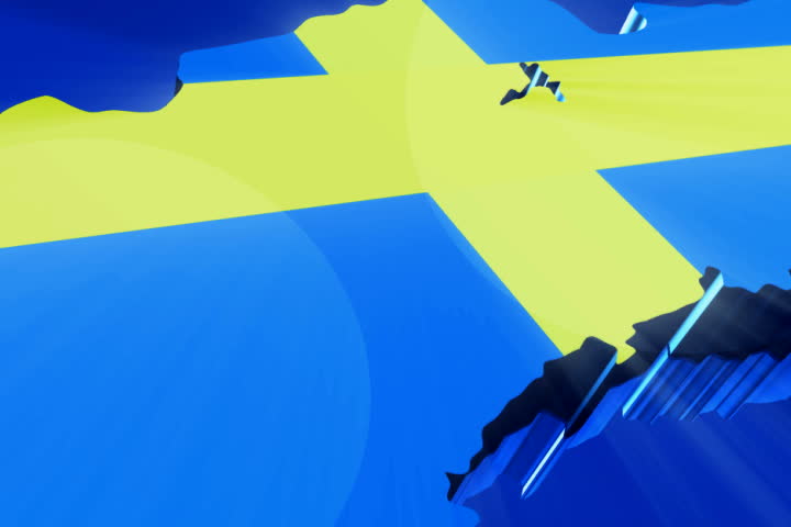 Digital footage of flag of Sweden with blue colour	
