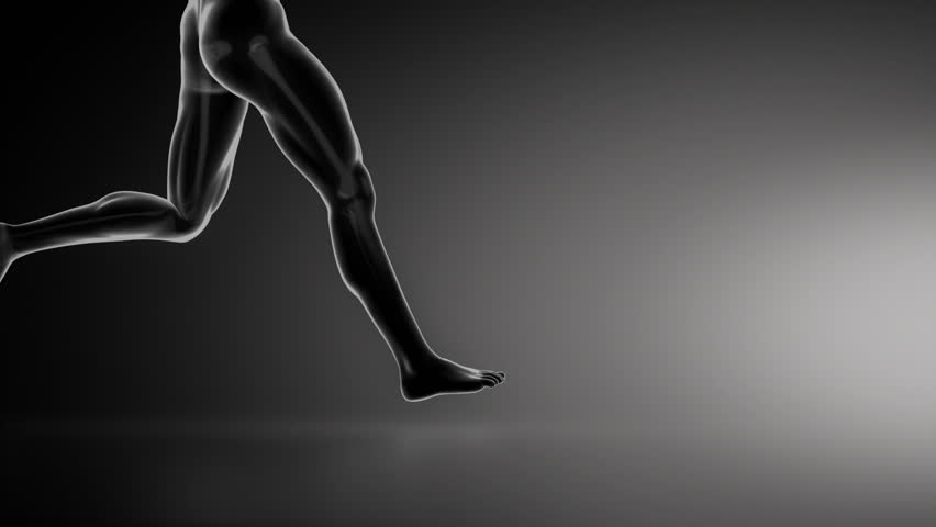 Running man with hip joint detail lateral view