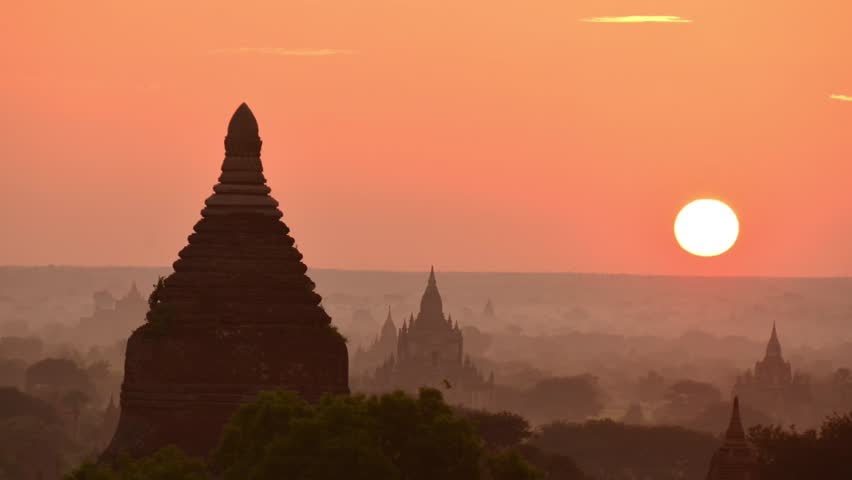 sunrise in bagan, myanmar timelapse