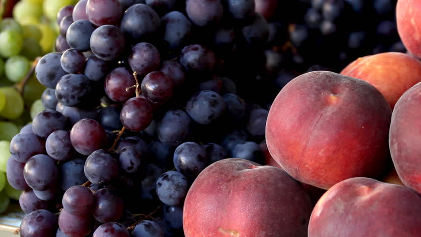 Peaches and grapes on the greenmarket

