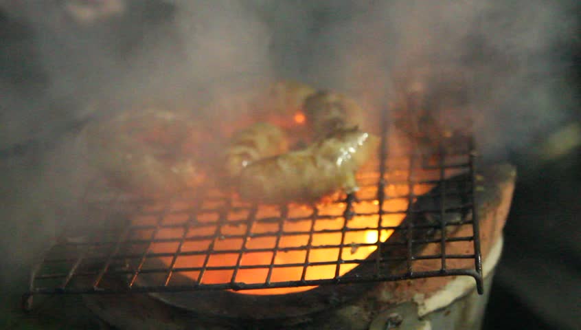 Sausages on the barbecue grill