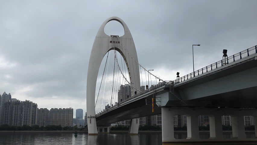 Liede Bridge, Pearl River, Tianhe District, Guangzhou, Guangdong, Canton, China, time lapse