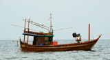 Fishing boat wobble  in the sea