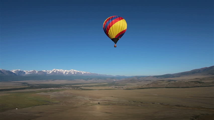 hot air balloon in mountain landscape, Altai, Siberia