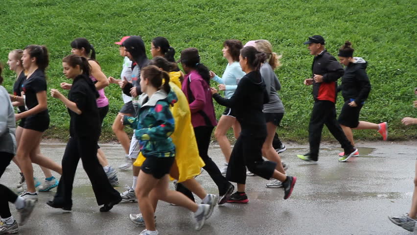 TORONTO, CANADA - SEPTEMBER 21st: Timelapse of participants in the Oasis Zoo run on September 21st, 2012. The Oasis Zoo run is a fundraising event, sponsored by the Oasis brand of fruit drinks. 