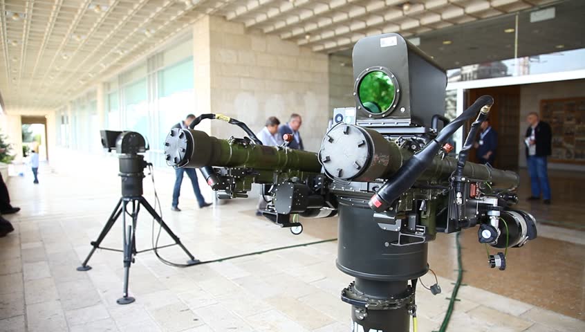 JERUSALEM, ISRAEL - NOVEMBER 20: RED SKY-2 Compact Air Defense Missile System on display in the International Aerospace 2012 Exhibition at Jerusalem International Convention Center, 20 November 2012