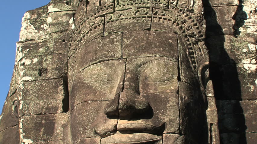Ankor wat face zoom out, Siem Reap, Cambodia