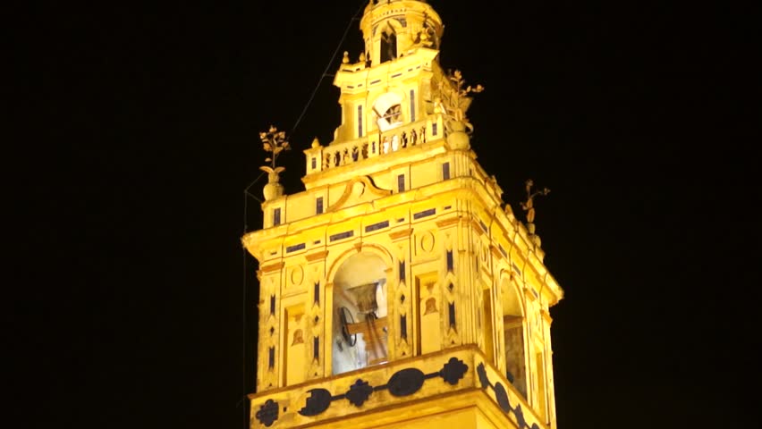 View of the bells Church of Our Lady of Granada, in Moguer, Huelva, Spain.