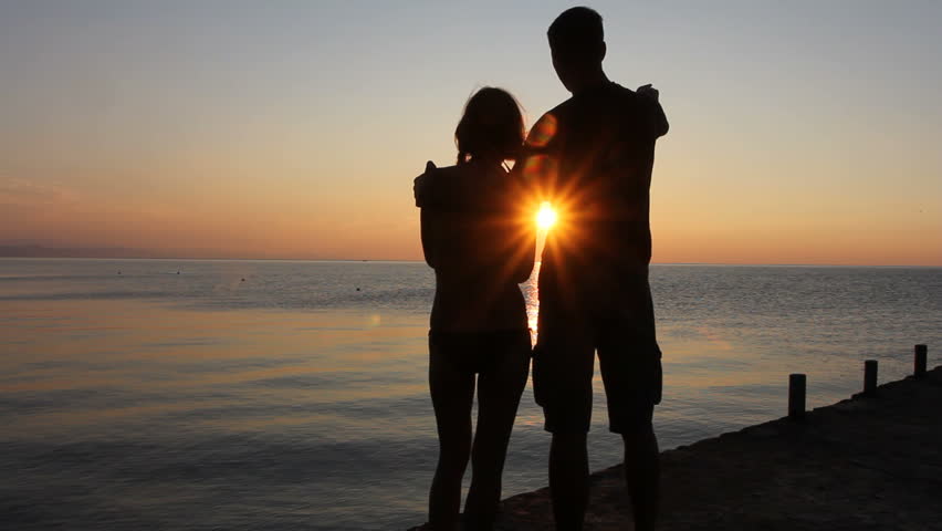 guy and girl. silhouette
