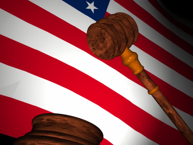 Computer-generated animated loop depicting a gavel (concept: justice or law)