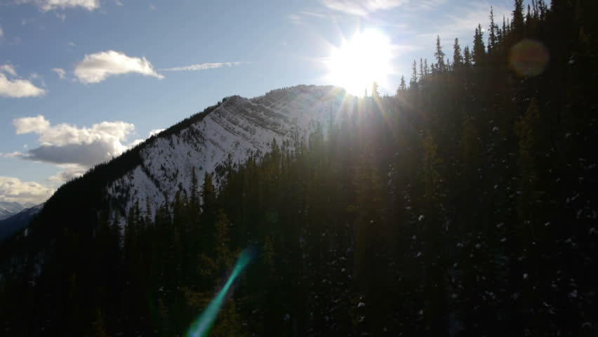 Aerial view over Sulphur mountain BAN FF, Alberta, CANADA, National Park, Rocky Mountains. National Park. Snow winter.