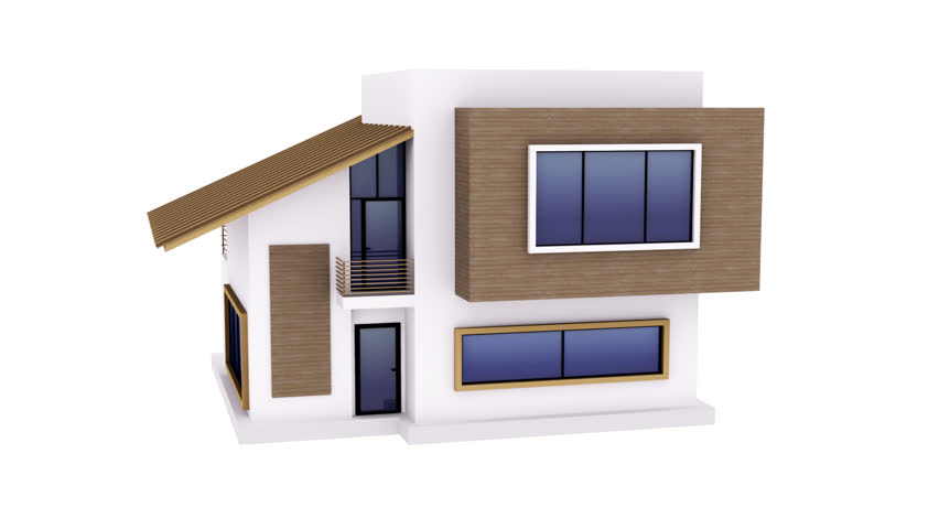 Rotating modern house model with alpha channel