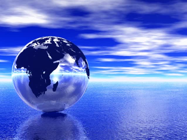 Globe in ocean